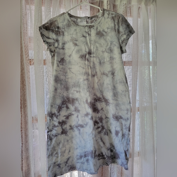 Gap Grey & White Tie-Dye T-Shirt Dress - Picture 1 of 4